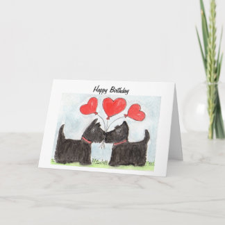 Scottie Dogs Scottish Terrier art Birthday Card
