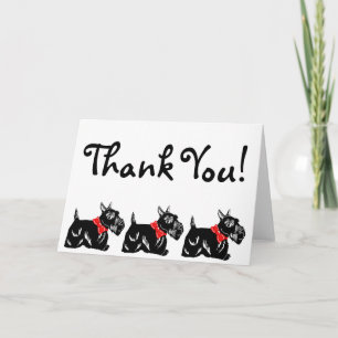Scottie Dogs with Red Bows Thank You Card