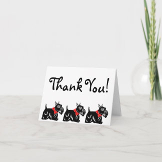 Scottie Dogs with Red Bows Thank You Note Card