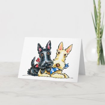 Scottie Gingham Cuties Card by offleashart at Zazzle