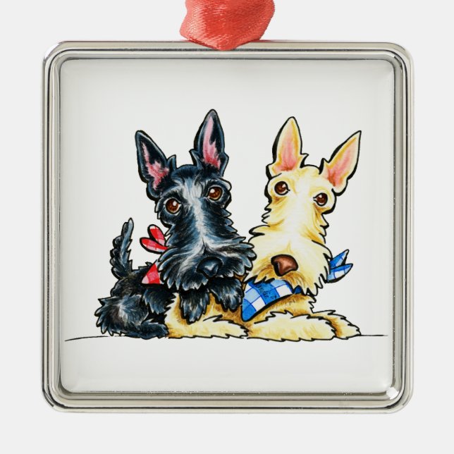 Scottie Gingham Cuties Metal Ornament (Front)