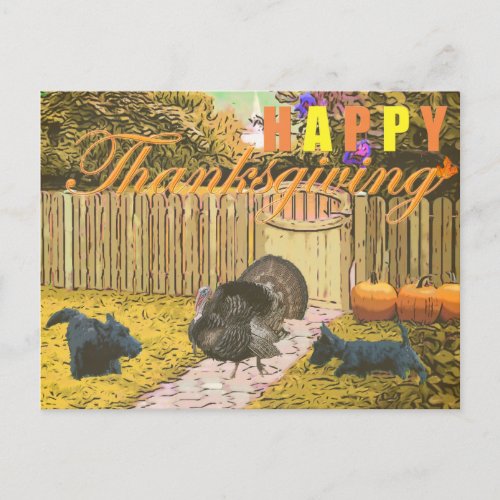 Scottie Happy Thanksgiving Holiday Postcard