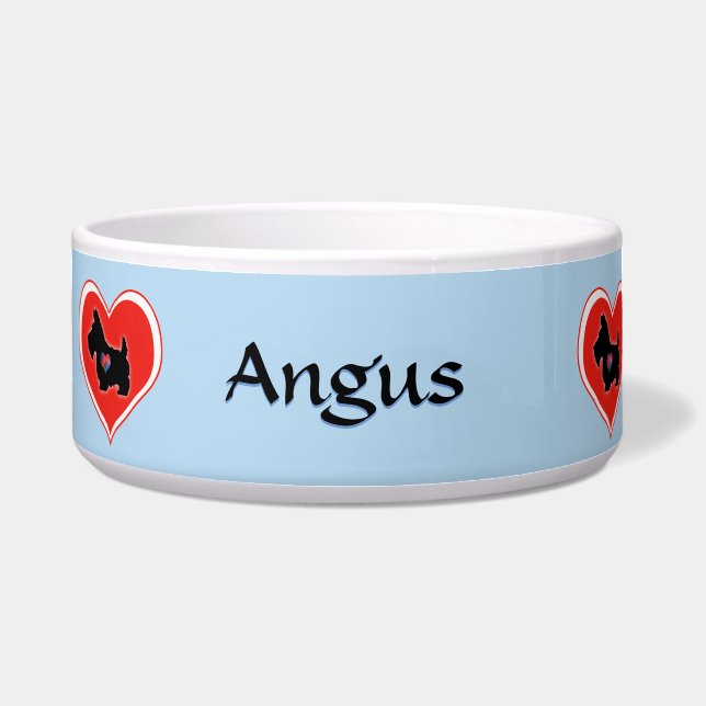 Scottie Heart Personalized Dog Bowl (Front)