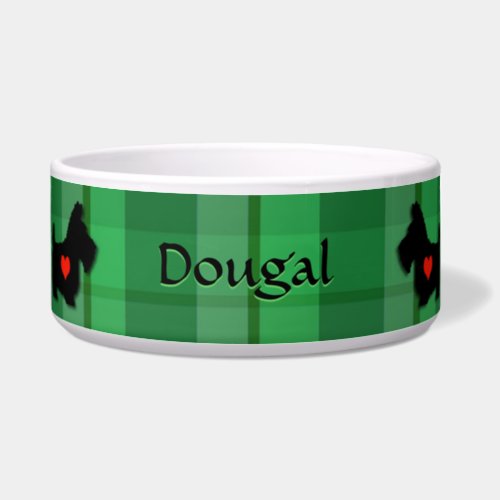 Scottie Heart Personalized Dog Bowl