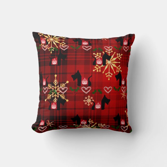 SCOTTIE Holiday Royal Crown Throw Pillow (Front)