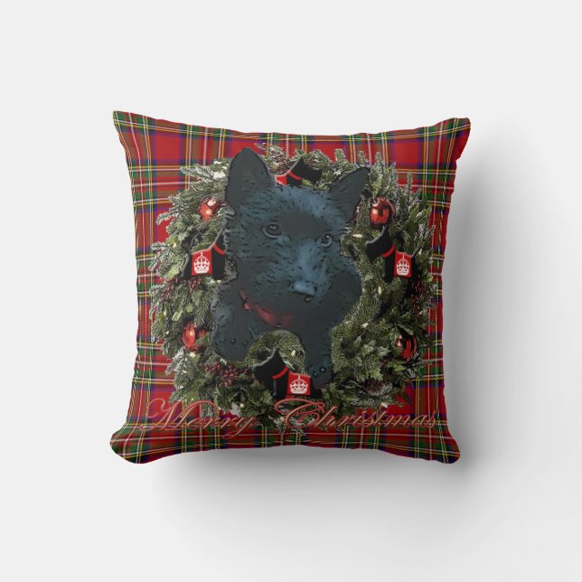 Scottie Holiday Throw Pillow (Front)