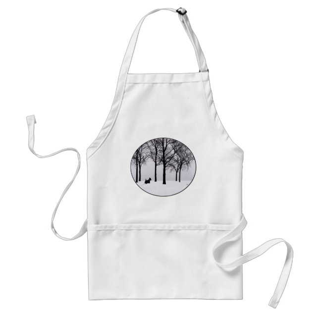 Scottie in Snowy Woods Adult Apron (Front)