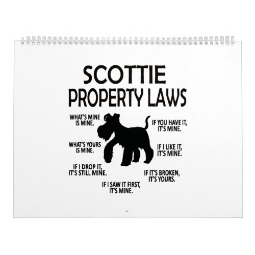 Scottie Lover Scottish Terrier Owner Scottie Mom Calendar