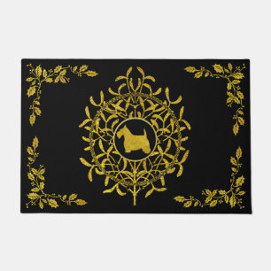 Scottie Mistletoe & Holly Personalize Doormat