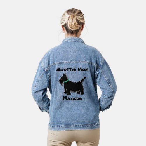 Scottie Mom Black Scottie Terrier Name Personalize Denim Jacket
