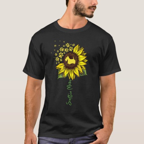 Scottie Mom Sunflower Scottish Terrier Dog Mom Mam T_Shirt