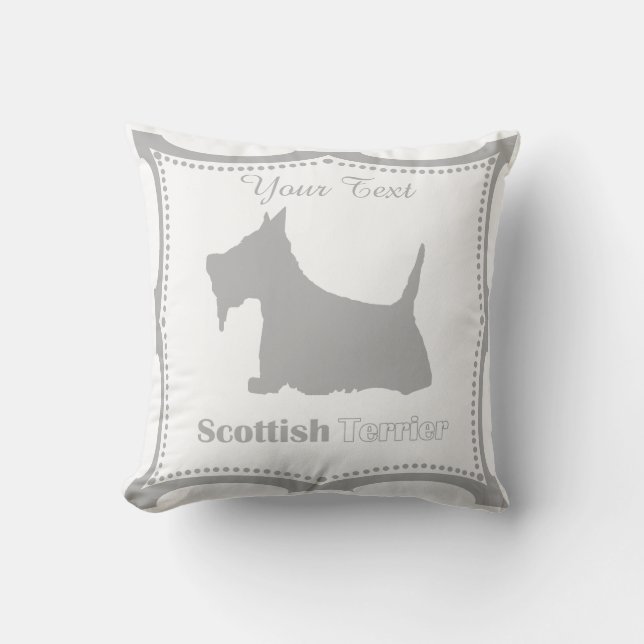 Scottie No. 15 Gray Throw Pillow (Front)