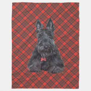 Scottie on Tartan Fleece Blanket