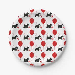 Scottie Party Black and Red Paper Plates