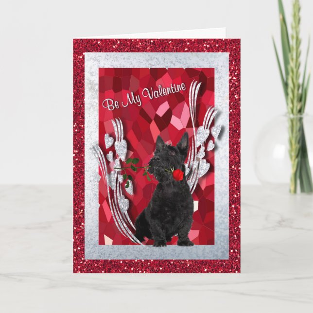 Scottie Puppy Be My Valentine Greeting Card (Front)