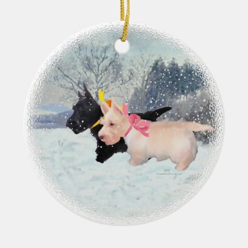 Scottie Pups Ceramic Ornament