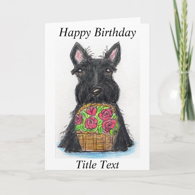 Scottie Scottish roses birthday card friend mom (Front)