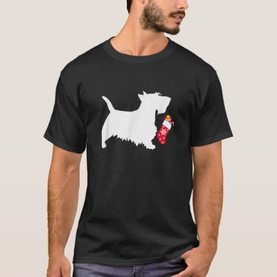Scottie Scottish Terrier Christmas Stocking Dog   T-Shirt