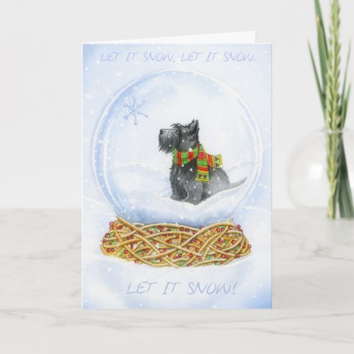 Scottie Snow globe Christmas Holiday Card