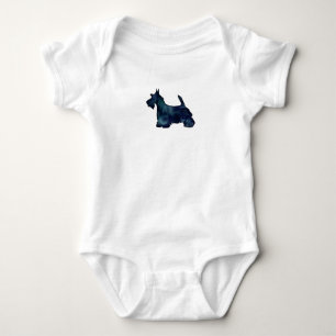 Scottie Terrier Black Watercolor Silhouette Baby Bodysuit