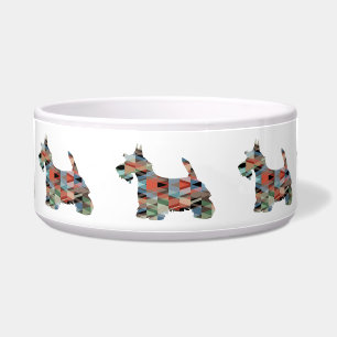 Scottie Terrier Geometric Pattern Silhouette Plaid Bowl