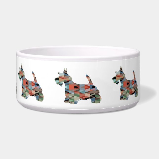 Scottie Terrier Geometric Pattern Silhouette Plaid Bowl (Front)