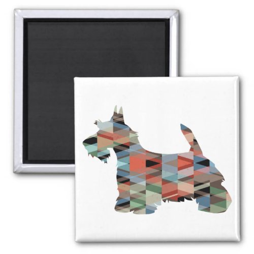 Scottie Terrier Geometric Pattern Silhouette Plaid Magnet