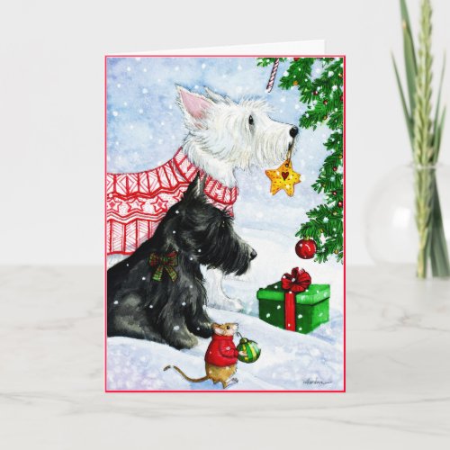 Scottie Westie and Mr Mouse Holiday Card