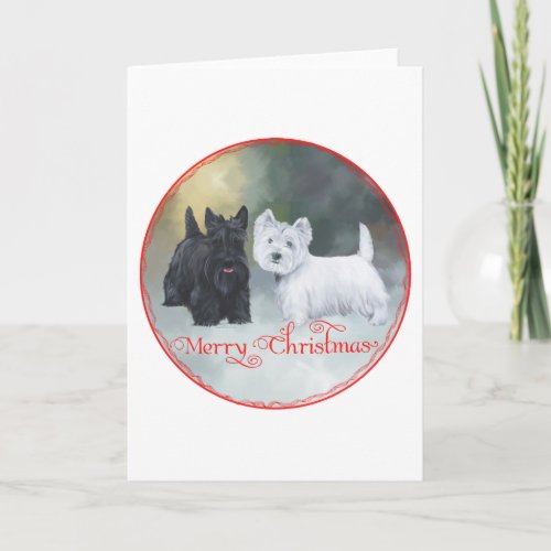 Scottie Westie  Christmas Holiday Card