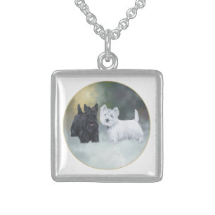 Scottie Westie Wintertime Sterling Silver Necklace