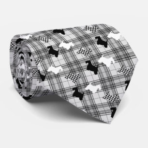 Scotties and Gray Plaid Neck Tie