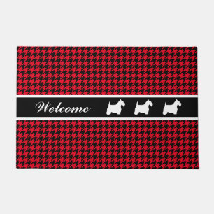 Scotties and Houndstooth Personalize Doormat