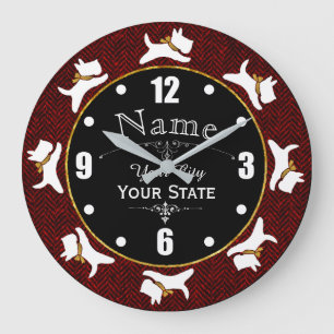 Scotties On The Run Personalize Large Clock