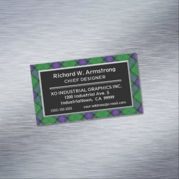 Scottish Accent Clan Armstrong Tartan Magnetic Business Card by OldScottishMountain at Zazzle