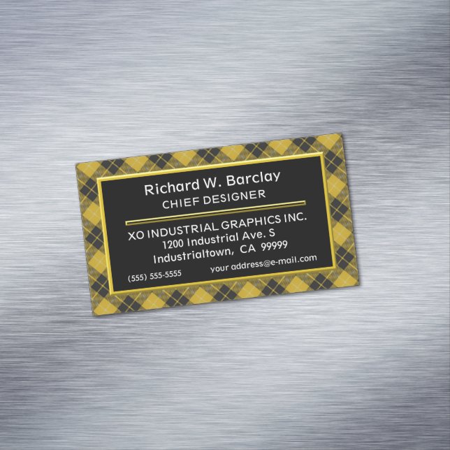 Scottish Accent Clan Barclay Tartan Magnetic Business Card (In Situ)