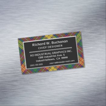 Scottish Accent Clan Buchanan Tartan Business Card Magnet by OldScottishMountain at Zazzle