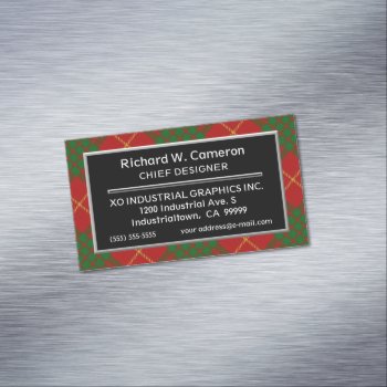 Scottish Accent Clan Cameron Tartan Magnetic Business Card by OldScottishMountain at Zazzle