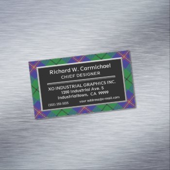 Scottish Accent Clan Carmichael Tartan Magnetic Business Card by OldScottishMountain at Zazzle