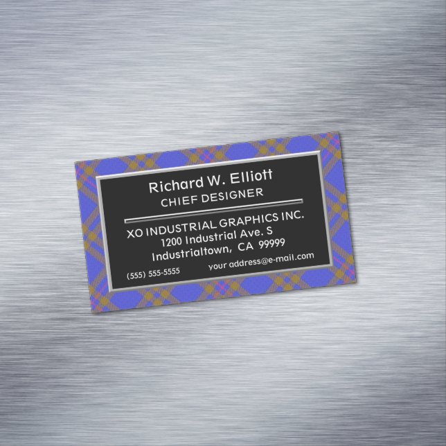 Scottish Accent Clan Elliot Elliott Tartan Business Card Magnet (In Situ)