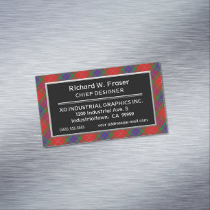 Scottish Accent Clan Fraser Tartan Magnetic Business Card