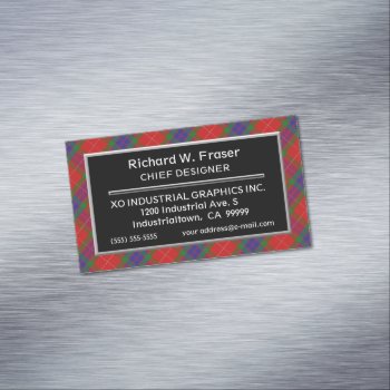 Scottish Accent Clan Fraser Tartan Magnetic Business Card by OldScottishMountain at Zazzle