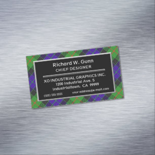Scottish Accent Clan Gunn Tartan Business Card Magnet