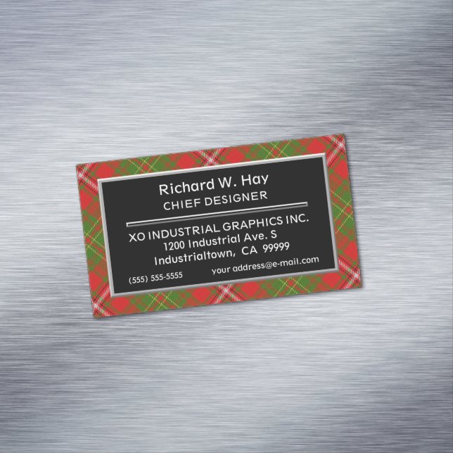 Scottish Accent Clan Hay Tartan Business Card Magnet (In Situ)