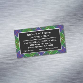 Scottish Accent Clan Hunter Tartan Business Card Magnet by OldScottishMountain at Zazzle