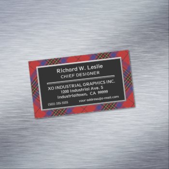Scottish Accent Clan Leslie Red Tartan Business Card Magnet by OldScottishMountain at Zazzle