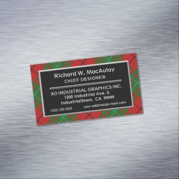 Scottish Accent Clan Macaulay Tartan Magnetic Business Card by OldScottishMountain at Zazzle