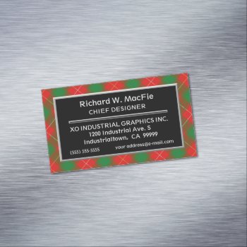 Scottish Accent Clan Macfie Tartan Business Card Magnet by OldScottishMountain at Zazzle