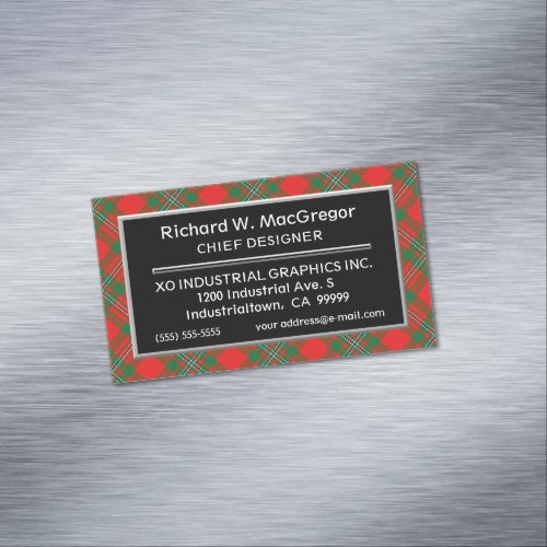 Scottish Accent Clan MacGregor Gregor Tartan Business Card Magnet