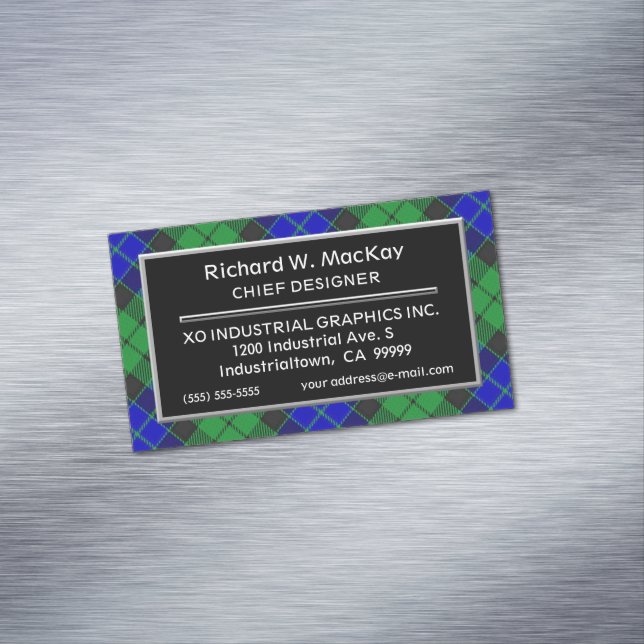 Scottish Accent Clan MacKay Tartan Business Card Magnet (In Situ)