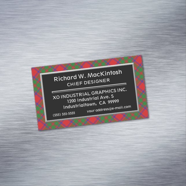 Scottish Accent Clan MacKintosh Tartan Business Card Magnet (In Situ)